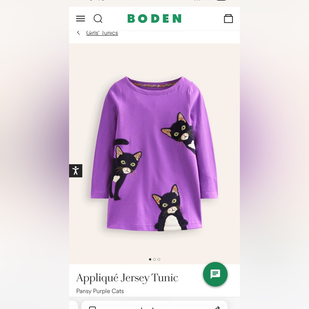 Boden Purple Cat Appliqué Jersey Tunic